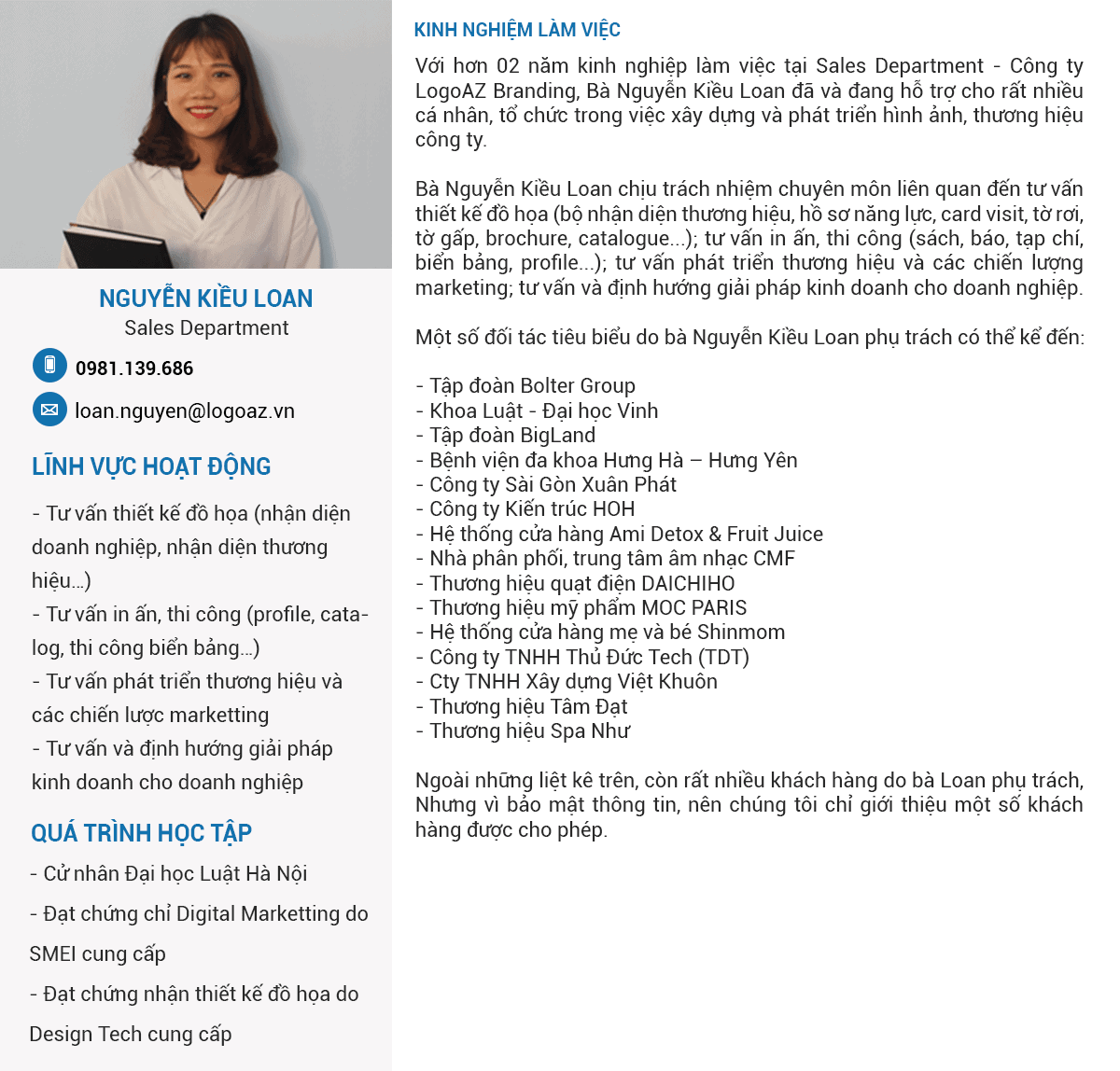 Sales Department Nguyễn Kiều Loan