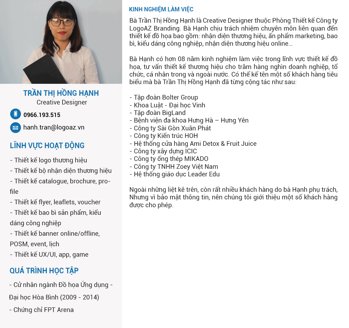 Creative Designer Trần Thị Hồng Hạnh